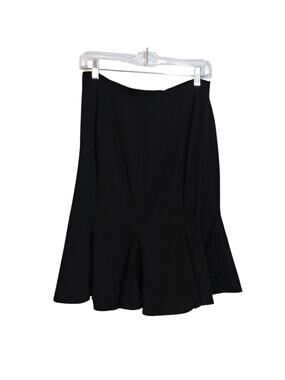 Anya A line Elegant Black Wool Pleated Applique Women's Skirt Size 10